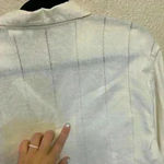 Victoria Jones white linen button down sz 2x lightweight casual floral *flaw Photo 9