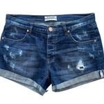 One Teaspoon  Distressed Rolled Hem Denim Shorts Photo 0