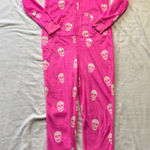Live Love Dream  Adult Pajamas Pink Skulls Fuzzy With Hood Size Small Photo 0