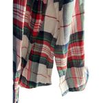 Aerie  Pajama‎ Top Womens XS Plaid Flannel Button Up White Green Red Christmas PJ Photo 1