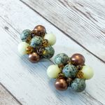 Vintage Clip On Earrings Earthy Tones Cluster Just Under 1" Photo 2