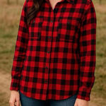 Woolrich  Pemberton 100% Cotton Red and Black Buffalo Check Flannel Shirt Size M Photo 0