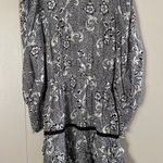 Forever 21  Black White Floral Ruffle Mini Dress • Long Sleeve • Smocked Waist • Photo 0