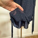 J.Crew New! Navy Sleeveless Tie Neck Top Gold Thread Detail Women’s Size 10 Photo 6