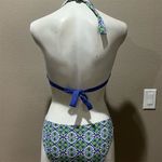 Merona Women's One Piece Swimsuit Size 8 Navy Green Geometric Print Halter Photo 6