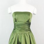David's Bridal Vintage Y2K Strapless Taffeta Bubble Hem Dress in Chartreuse | Size 4 Photo 2