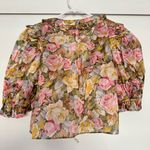 Selkie Paperdoll Floral Blouse Top Bow Tie Jardin De Fleurs Silk Pink Size L Photo 5