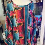 Crazy Train reversible, poncho style tunic top. Sarape, flowers and Leopard Photo 0