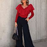 VICI  | Picture Perfect Glam Ribbed Knit Tulle Ruffle Top Photo 4