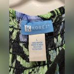 VTG 90s Koret Black Hawaiian Tropical Floral Button Photo 2