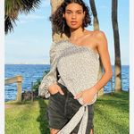 Free People NWT Mare Mare Animal Print One Shoulder Puff Sleeve Tie Blouse Small Photo 1