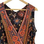 Free People  Havana Floral Print Sleeveless Surplice Mesh Top Black/Orange M Photo 6