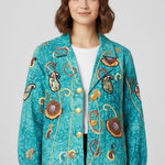 Indigo Moon Vintage Jacket/Blazer Womens Small Blue/Green Bohemian Embroidered Blue Photo 0