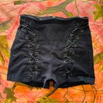 Spirit black lace up mini shorts grunge cut out high waisted  Photo 0