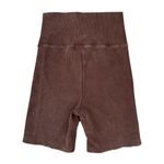Nuuds Rib Knit Biker Shorts 6" Inseam Chocolate Brown Small Athleisure Workout Photo 1