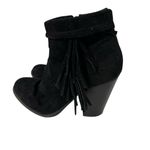 Rampage Vintage Y2K Faux Suede Black Booties Ankle Boots Fringe 6.5 Western Photo 1