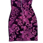 Guess  Burgundy Velvet Sequin Mini Evening Dress Size 4 Photo 6