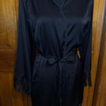 Black Wrap Around Thin Robe with Lace Size Medium Photo 0