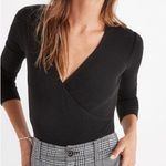 Madewell Black Surplice Wrap Thong Bodysuit Long Sleeve size S Photo 0