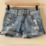 American Eagle Women’s Super Super Stretch Distressed Denim Midi Shorts Photo 4
