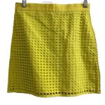 Loft Petites Women's Size 4 Neon Yellow Eyelet A-Line Short Skirt Photo 0