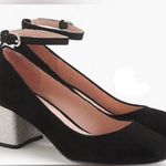 J.Crew  Celia Ankle Strap Contrast
Glitter Heels/ Black Suede Size 7 Photo 0