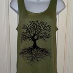 Olive Green Tree Print Tank Top Photo 0