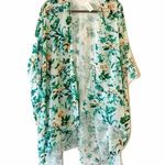 Simply Noelle  Flocked Kimono Teal green‎ Spring Pink Velvet OS Photo 0