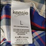 Kensie Jeans Plaid Semi Ruffle Button Shirt Top Photo 5