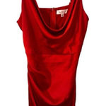 Mable Red Mini Satin with Spaghetti Straps Cowl‎ Neck Christmas Holiday Dress Photo 0