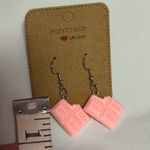 Handmade Strawberry Chocolate Bar Earrings Pink Photo 1