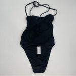 Good American NEW  Swimsuit Medium One Piece Shine Barely There Black Tie NWOT Photo 5