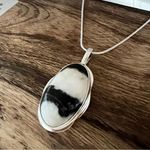 925 Sterling Silver White buffalo Turquoise Necklace Womens Gemstone Jewelry Black Photo 5