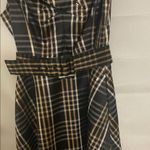 1901  Black and Gold Plaid Midi Dress Photo 5