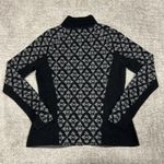 Icelandic Design Sweater Womens Medium Merino Wool Floral Embroidered Cardigan Black Photo 5