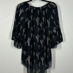 Cowgirl Hardware Cactus Cheetah Western Boho Print Sheer Top Size Medium Black Photo 3