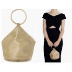 olga berg Bianca Ball Mesh Handle Bag in Gold One Size Womens Clutch evening Photo 15