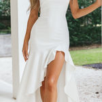 Selfie Leslie NEW! Emoji Asymmetrical Hemline Dress White bridal Wedding Small Photo 0