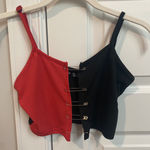 SHEIN Black And Red Paperclip Crop Top Photo 0