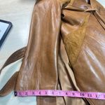Vintage 70s Skin Gear Napa Ante Leather Trench Coat S Patchwork Tan Brown Photo 13