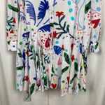Loft  White Colorful Graffiti Tropical Rhythm Godet Shirt Dress Sz.12 Photo 5