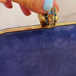 Alexander McQueen navy suede Nautical Crystal-embellished Skull Box Clutch Photo 4