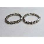 Source Unknown Trendy Heavy Metal Silver Tone Crystal Sophisticated Stretch Like New Bracelets Photo 1