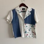 Kenar Vintage Floral Button-Down Cropped Blouse Size Medium Photo 2