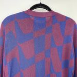 Hugo Boss Boss Geometric Sweater Lightweight Crewneck Long Sleeve Maroon Blue M Photo 4