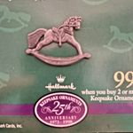 Hallmark  Keepsake Ornaments 25th Anniversary Rocking Horse Lapel Pin 1998 Photo 3
