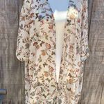 Wild Jasmine Cream Floral Kimono Duster Size 3X Tan Photo 0