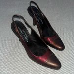 Donald Pliner  Leather Two Tone Red Copper Metallic Stiletto Heels Sz 8N Photo 5