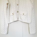 J.Crew NWT  Odette Cable-Knit Sweater Lady Jacket Cotton Blend Bouclé Ivory M Photo 5