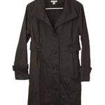 Garnet Hill  Coat Women’s 2 Dark Grey Everyday Trench Rain Jacket Long Minimalist Photo 0